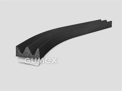 Selbstklebendes mikroporöses Profil "WELLEN", 4x9,2mm, L=10m, 2-Ströme, 500kg/m3, EPDM, schwarz, 